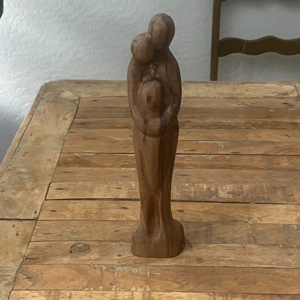 Wood Abstract Carved Figure 12.5" Art Sculpture Family